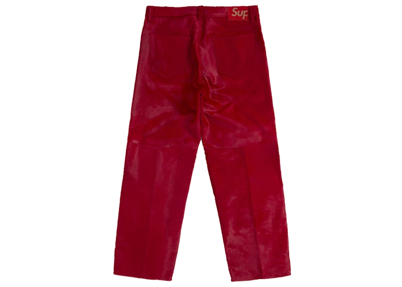 Order Supreme 紅色馬毛寬鬆版型五袋牛仔褲