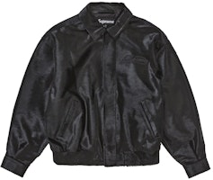 Supreme Ponyhair Varsity Jacket Black Supreme Ponyhair Varsity Jacket Black