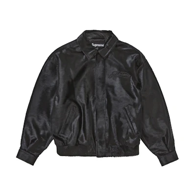 Supreme Ponyhair Varsity Jacket Black