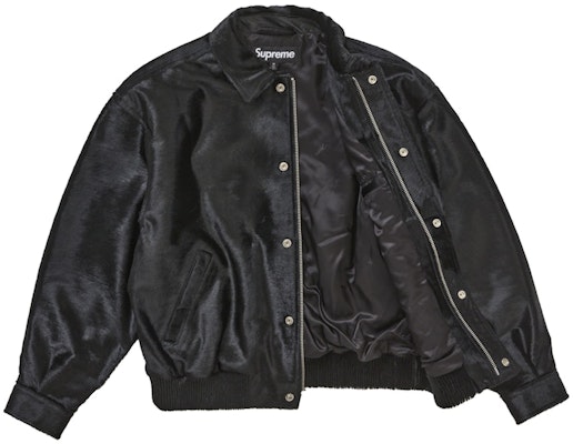 Supreme 小马毛黑色棒球夹克 Order Supreme 小马毛黑色棒球夹克
