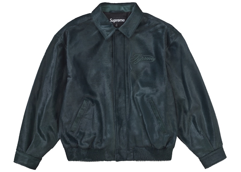 Supreme Ponyhair Varsity Jacket Green
