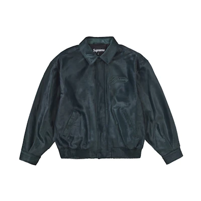 Supreme Ponyhair Varsity Jacket Green