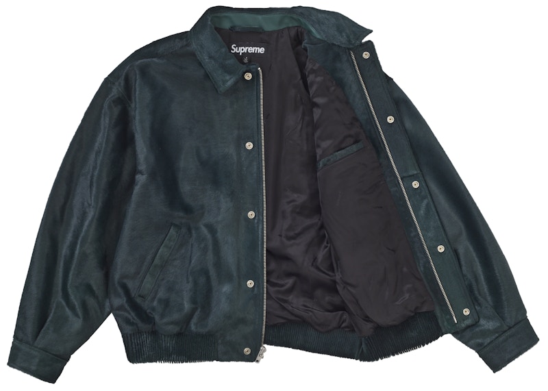Supreme Ponyhair Varsity Jacket Green 圖 2