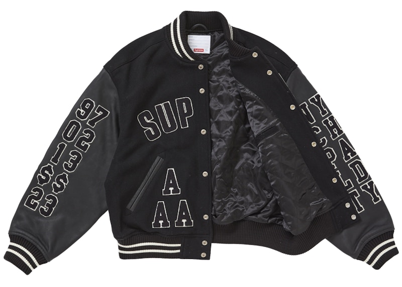 Order Supreme 联名Praises黑色棒球夹克