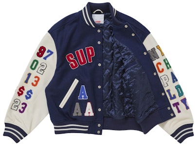 シュプリーム プレイズ バーシティ ジャケット ネイビー Order シュプリーム プレイズ バーシティ ジャケット ネイビー