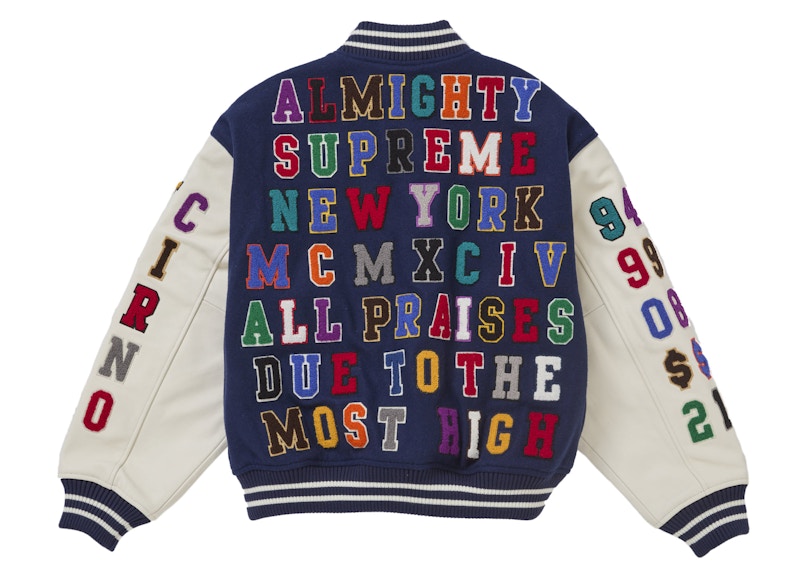 Lookbook Supreme 联名款海军蓝学院夹克