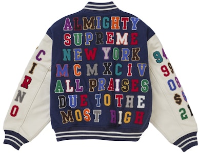 シュプリーム プレイズ バーシティ ジャケット ネイビー Lookbook シュプリーム プレイズ バーシティ ジャケット ネイビー