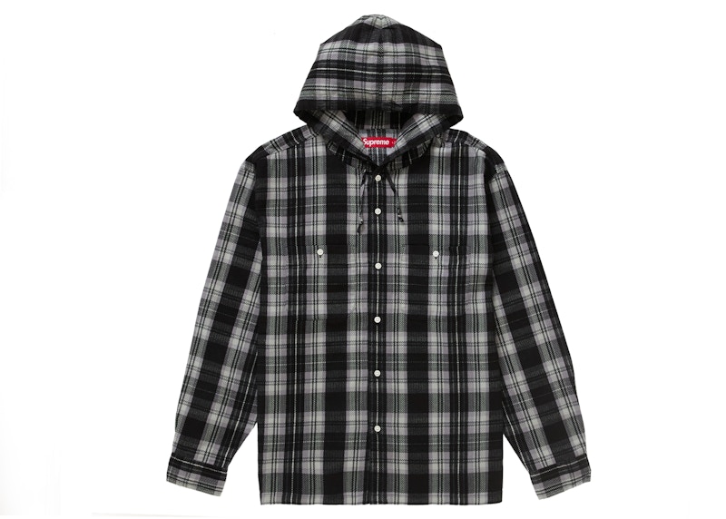 Supreme Printed Hooded Flannel Shirt Black