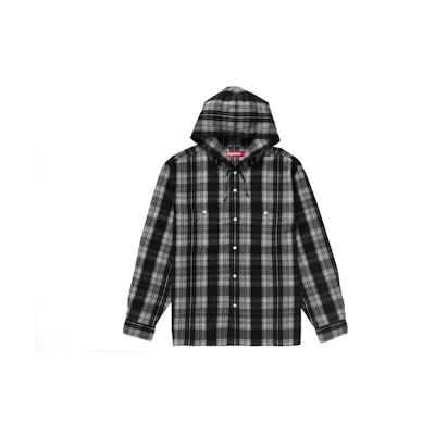 Supreme Printed Hooded Flannel Shirt Black
