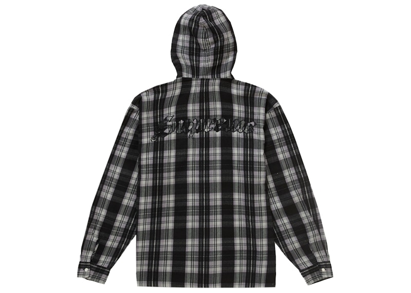 Order Camisa de Franela con Capucha Estampada Negra Supreme.