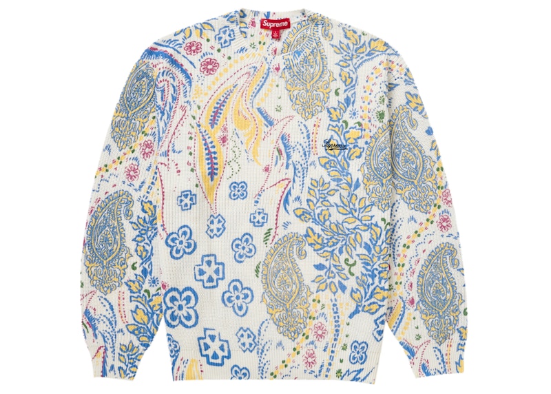 Supreme Printed Paisley Sweater White