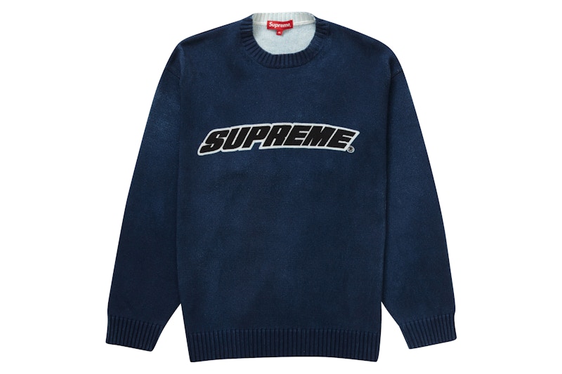 Supreme Printed Washed Sweater Navy