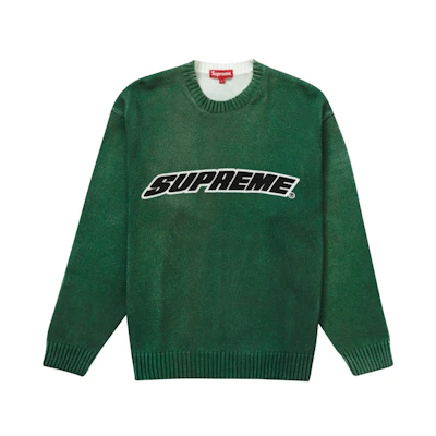 Supreme Printed Washed Sweater Olive