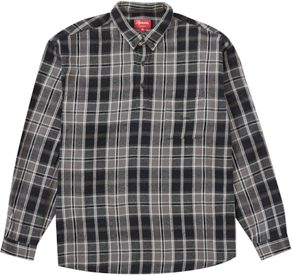 Supreme Pullover Plaid Flannel Shirt Black - Novelship
