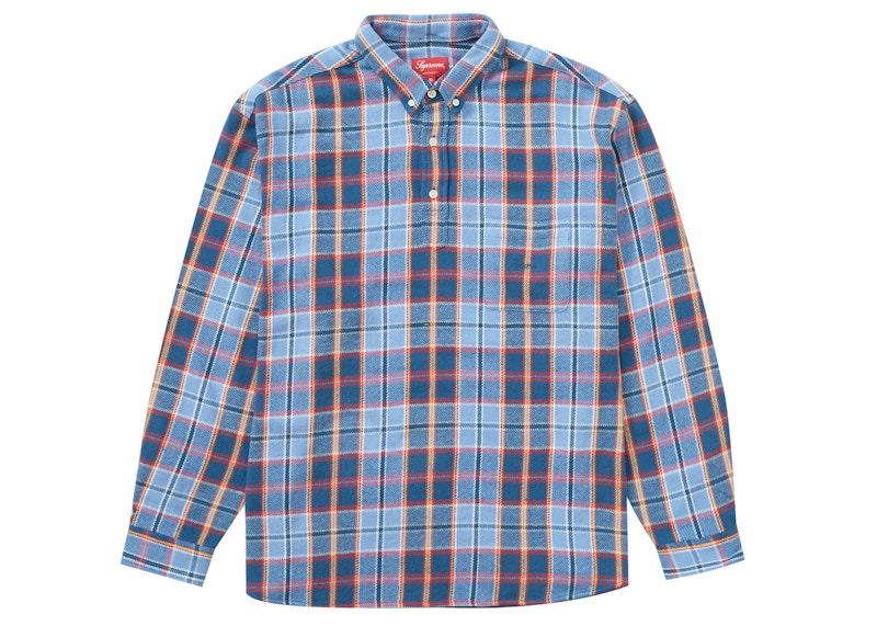 Supreme Pullover Plaid Flannel Shirt Blue