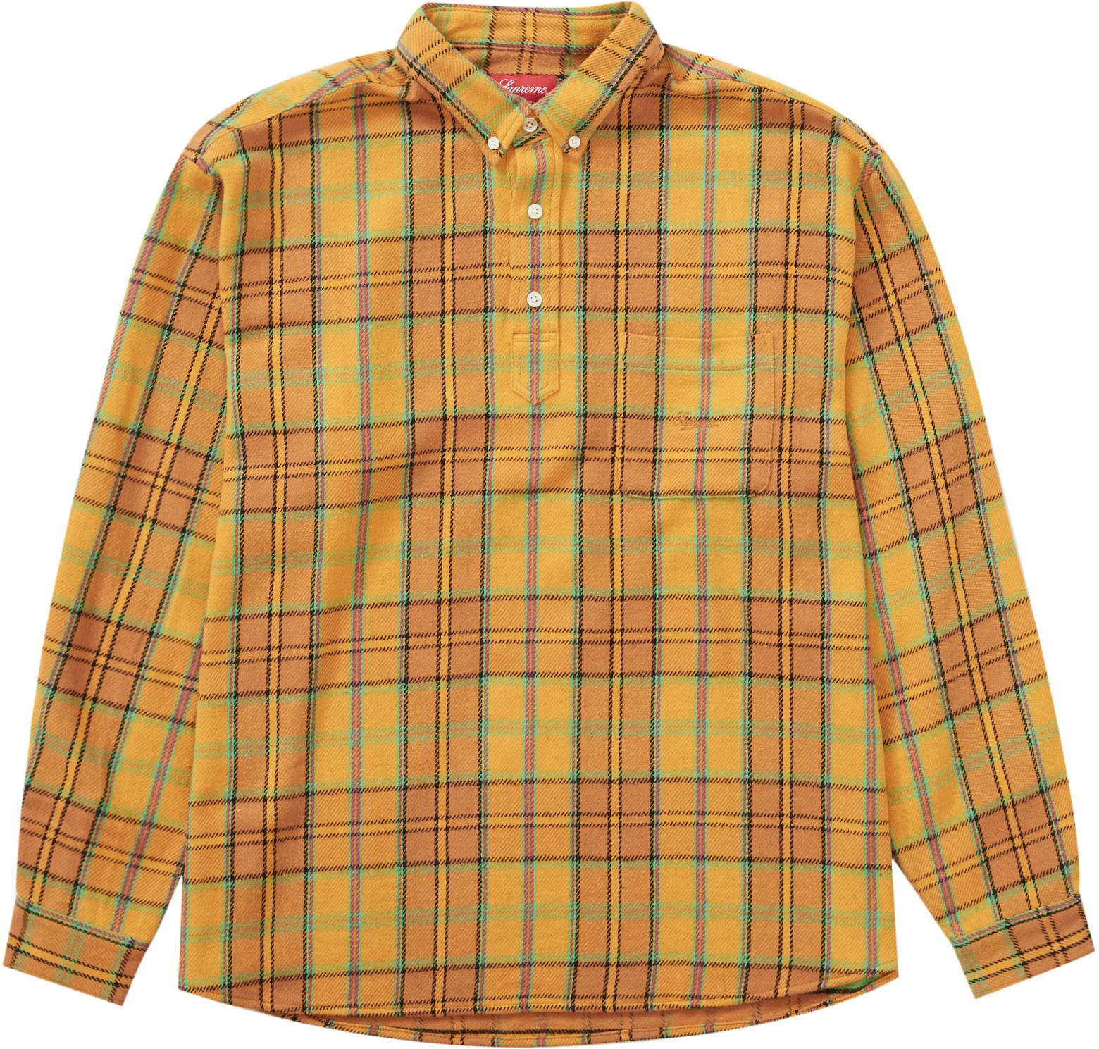 Supreme Pullover Plaid Flannel Shirt Gold - Novelship