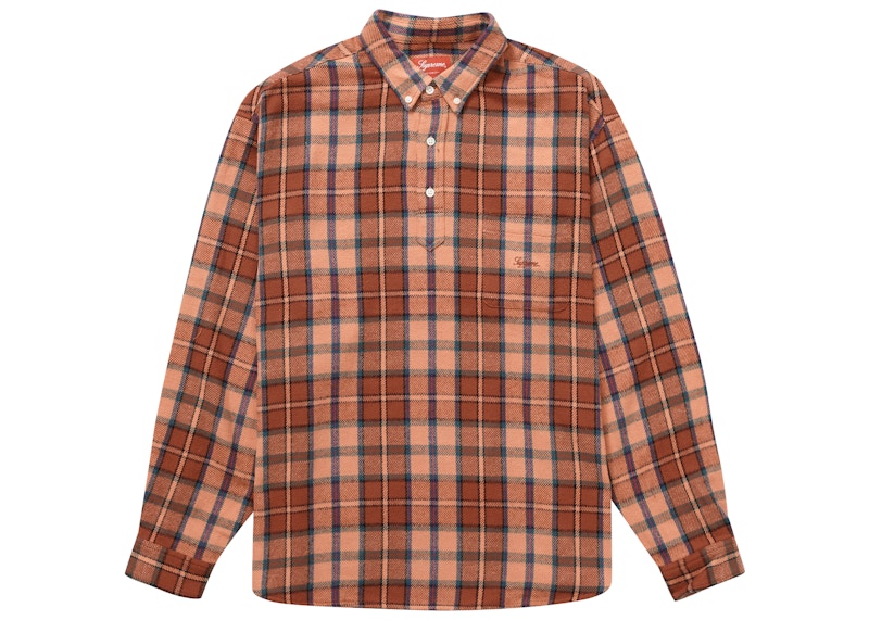 Supreme Pullover Plaid Flannel Shirt Pink