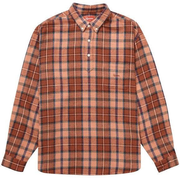 supreme-pullover-plaid-flannel-shirt-pink