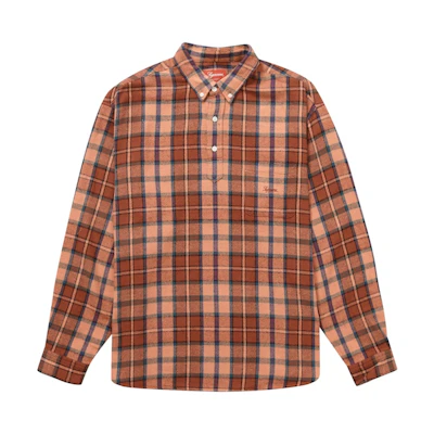 Supreme Pullover Plaid Flannel Shirt Pink