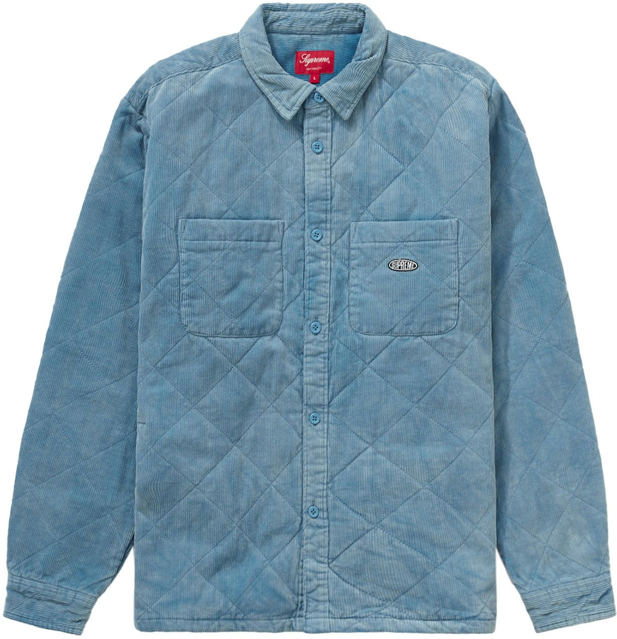 Supreme Quilted Corduroy Shirt Slate Blue - Novelship