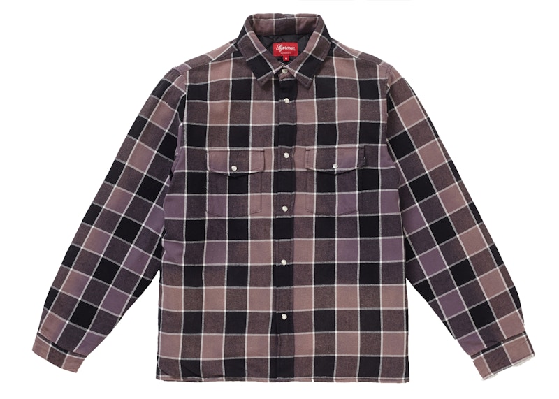 Buy Supreme Quilted Faded Plaid Shirt Black