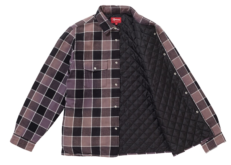 Order Supreme Quilted Faded Plaid Shirt Black