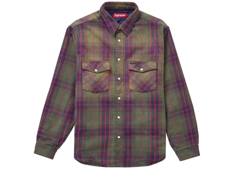 Supreme Quilted Flannel Snap Shirt Green
