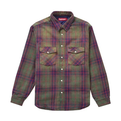Supreme Quilted Flannel Snap Shirt Green