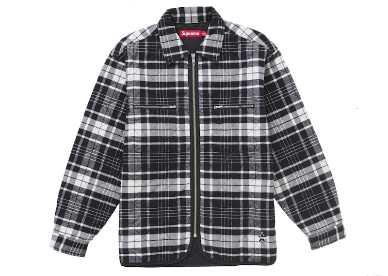 Supreme Quilted Flannel Zip Up Shirt Black