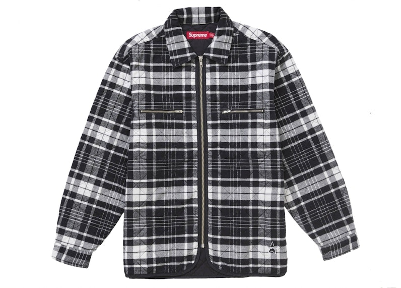 supreme-quilted-flannel-zip-up-shirt-black