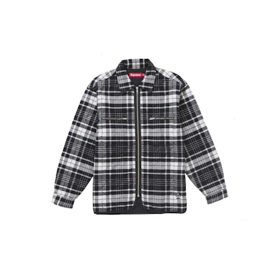 Supreme Quilted Flannel Zip Up Shirt Black