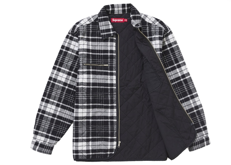 Order 슈프림 퀼팅 플란넬 집업 셔츠 블랙