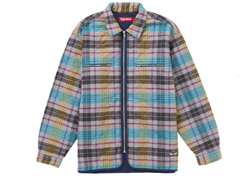 supreme-quilted-flannel-zip-up-shirt-multicolor