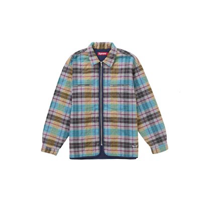 Supreme Quilted Flannel Zip Up Shirt Multicolor