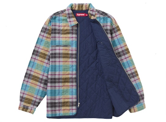 Supreme Quilted Flannel Zip Up Shirt Multicolor Baju Multicolor Order Supreme Quilted Flannel Zip Up Shirt Multicolor Baju Multicolor