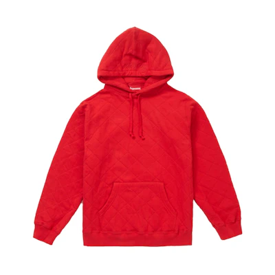 Supreme Quilted Hooded Sweatshirt Red