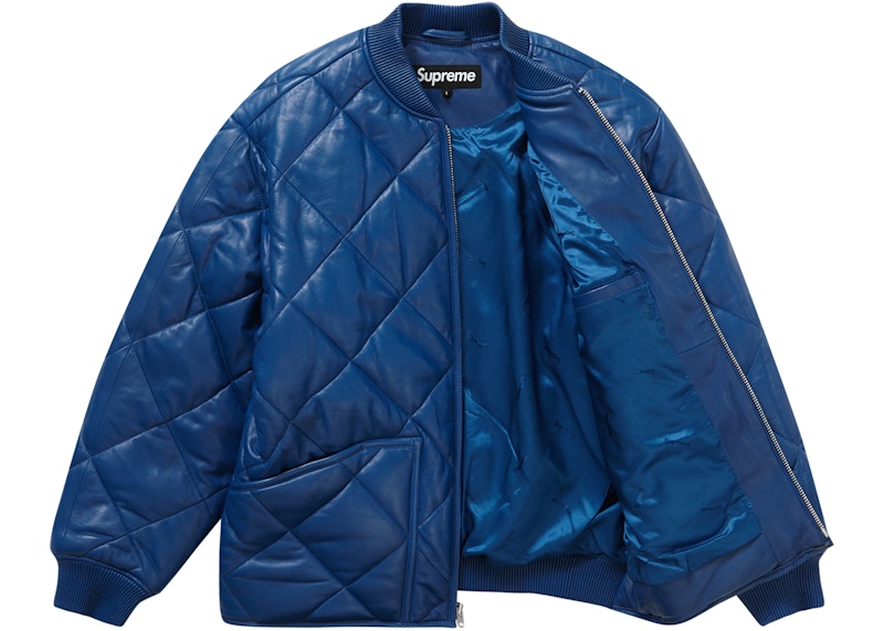 Supreme Quilted Leather Work Jacket Royal 圖 2