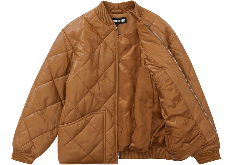 Supreme Quilted Leather Work Jacket Tan 圖 2