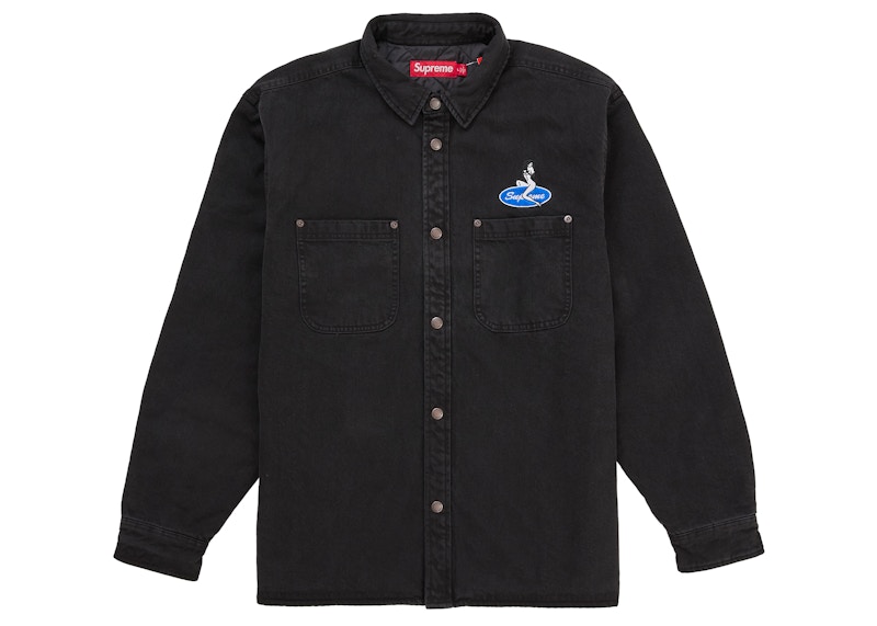 Supreme Quilted Lined Denim Snap Shirt (SS26) Black
