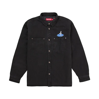 Supreme Quilted Lined Denim Snap Shirt (SS26) Black