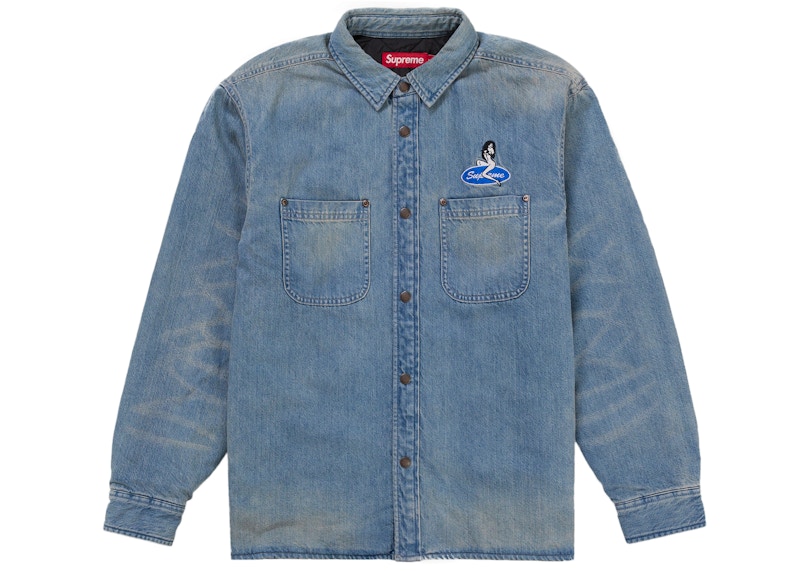 Supreme Quilted Lined Denim Snap Shirt (SS26) Blue