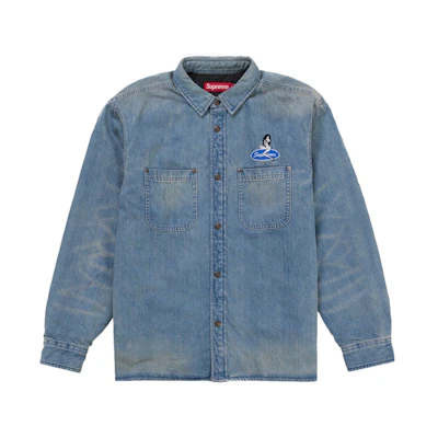 Supreme Quilted Lined Denim Snap Shirt (SS26) Blue