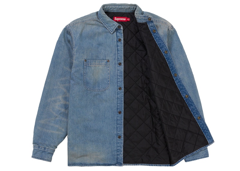 Order シュプリーム キルテッド裏地付きデニムスナップシャツ (SS26) ブルー