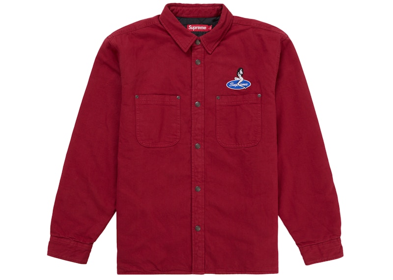 Supreme Quilted Lined Denim Snap Shirt (SS26) Red