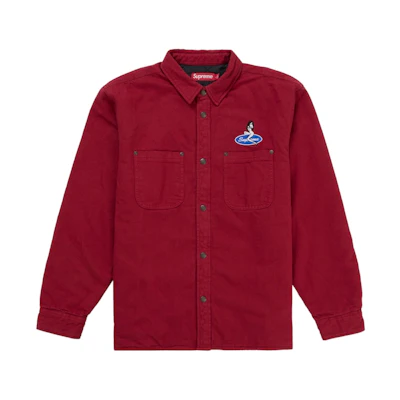 Supreme Quilted Lined Denim Snap Shirt (SS26) Red