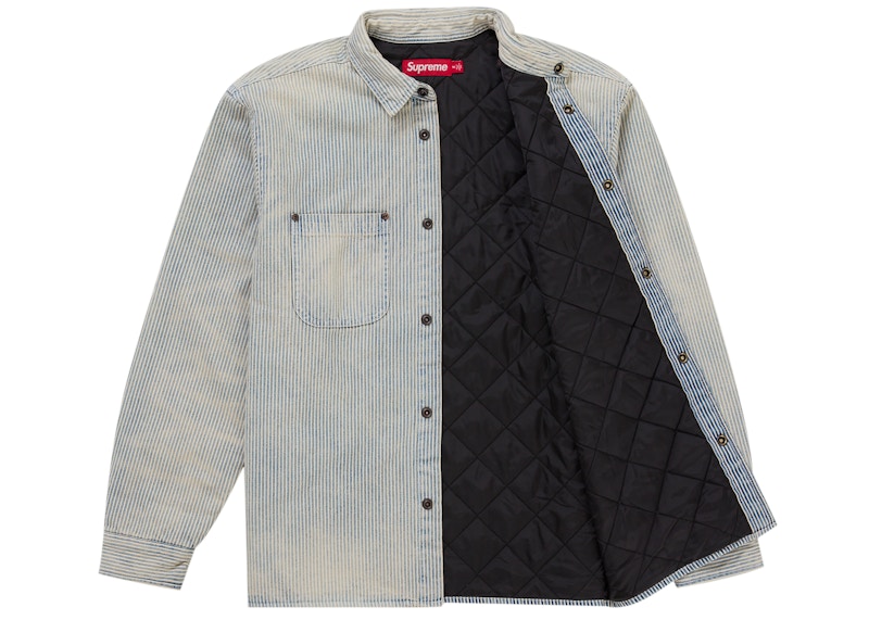 Order 슈프림 퀼트 라인드 데님 스냅 셔츠 (SS26) 스트라이프