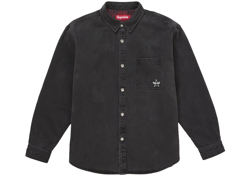 Supreme Quilted Lined Denim Snap Shirt Black