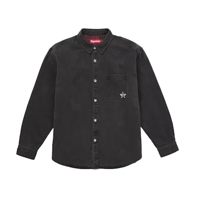 Supreme Quilted Lined Denim Snap Shirt Black