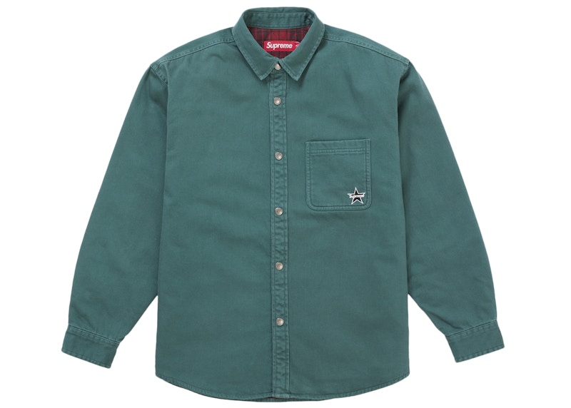 Supreme Quilted Lined Denim Snap Shirt Teal