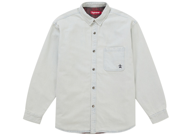 Supreme Quilted Lined Denim Snap Shirt White